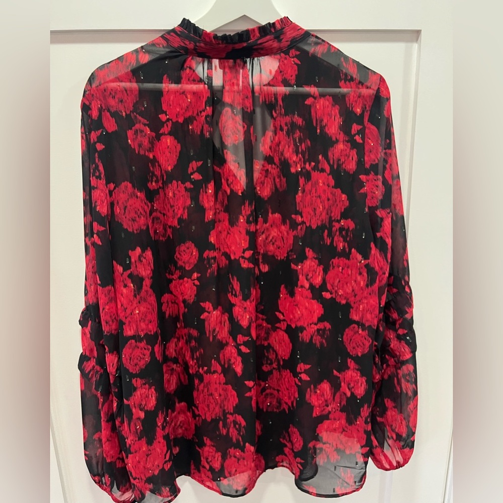 Chico's Black and Red Floral Blouse